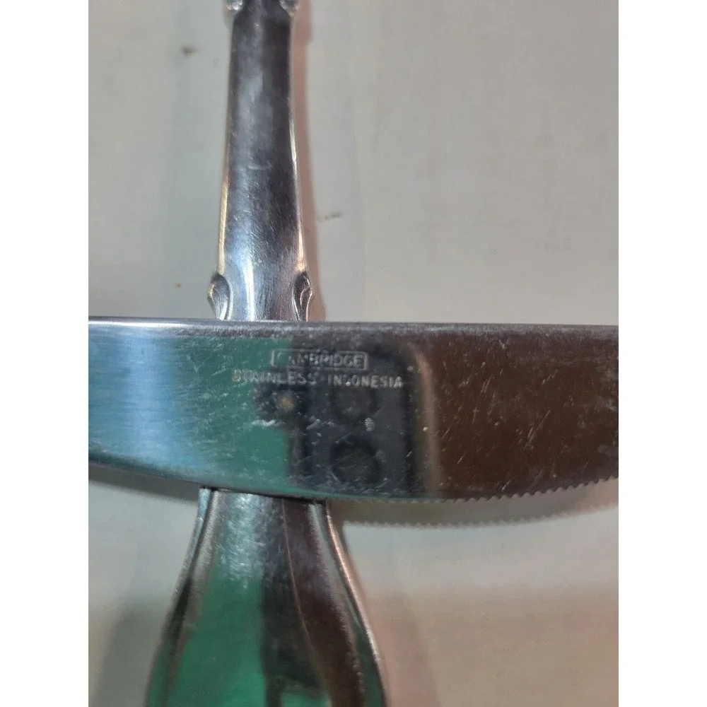 Cambridge‎ Stainless Indonesia Scroll Pattern Serrated Dinner Knives Set of 2